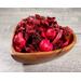 Red apple cinnamon potpourri by Irish Twins Potpourri displayed in a heart-shaped wooden bowl on a grey surface, perfect for cozy home décor